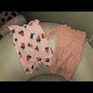 Old Navy jumpsuits-Strawberry and coral dots! 0-3 Months